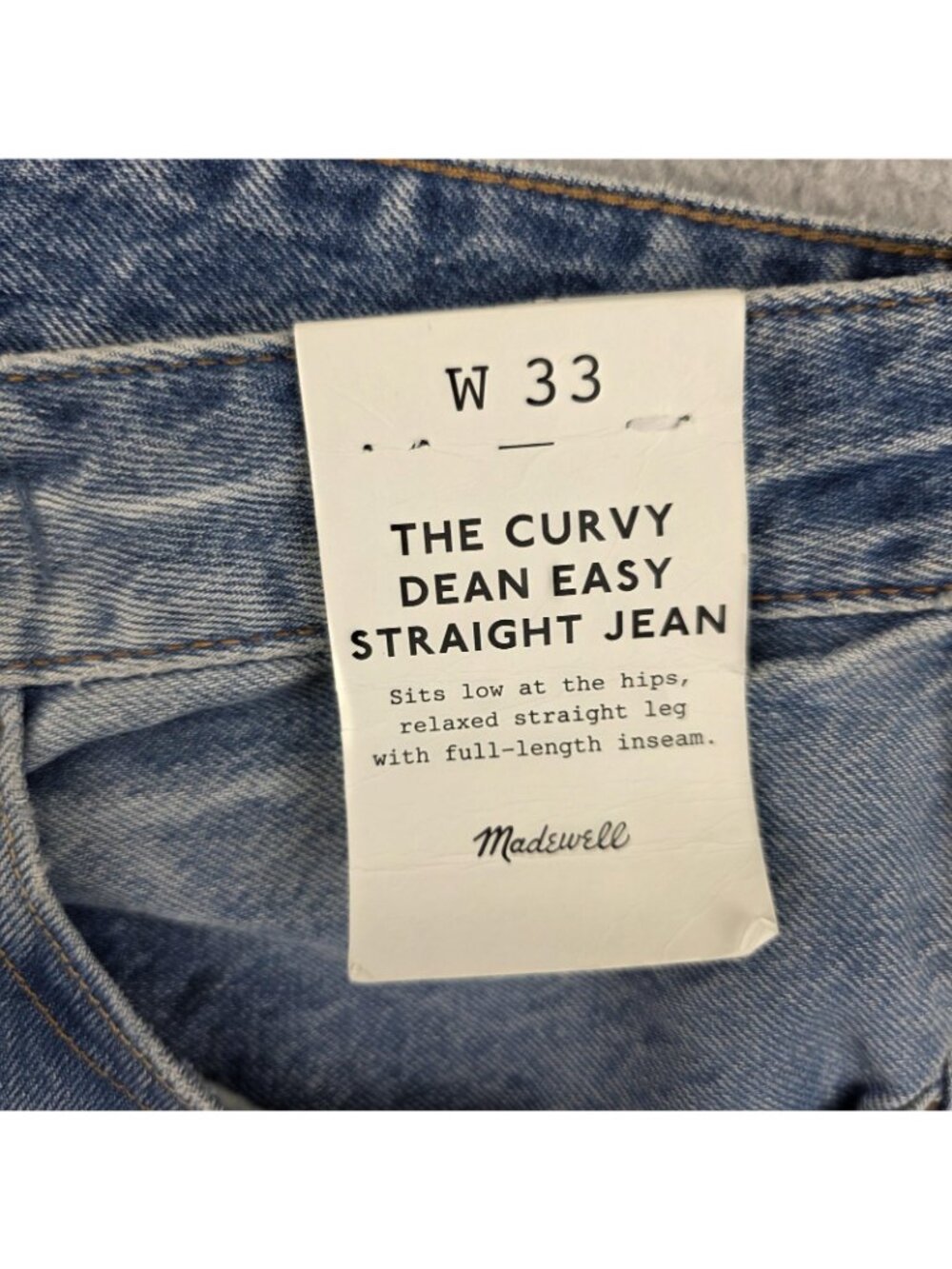 Madewell Curvy Dean Easy Straight Jeans Womens 33 NWT Light Wash Distressed - Picture 7 of 12